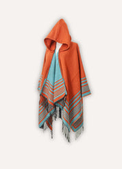 Hooded Striped Poncho with Fringes | Eldoria