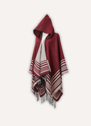 Hooded Striped Poncho with Fringes | Eldoria