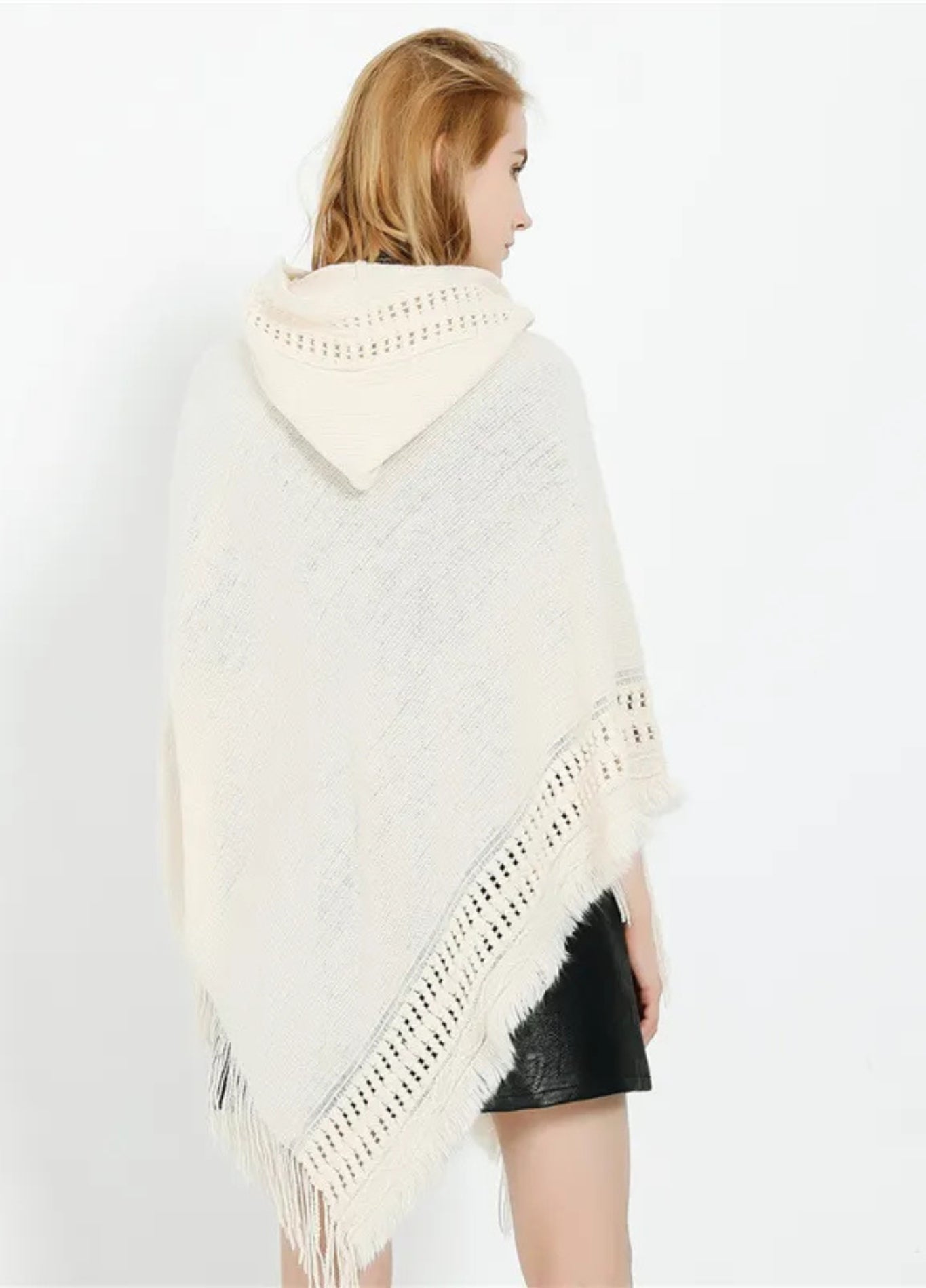 Women's Hooded Knitted Poncho | Aureli