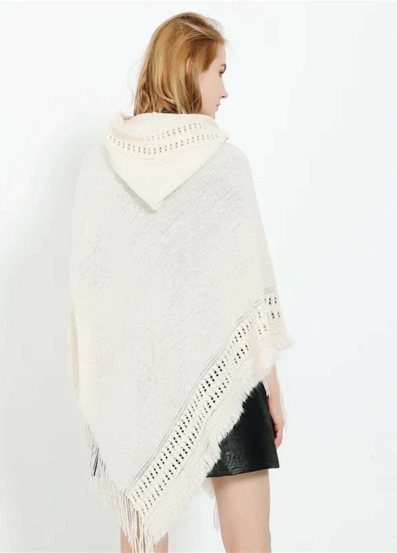 Women's Hooded Knitted Poncho | Aureli