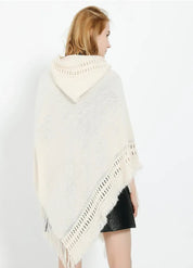 Women's Hooded Knitted Poncho | Aureli