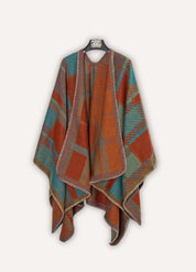 Men’s Cashmere Blend Poncho with Check Pattern