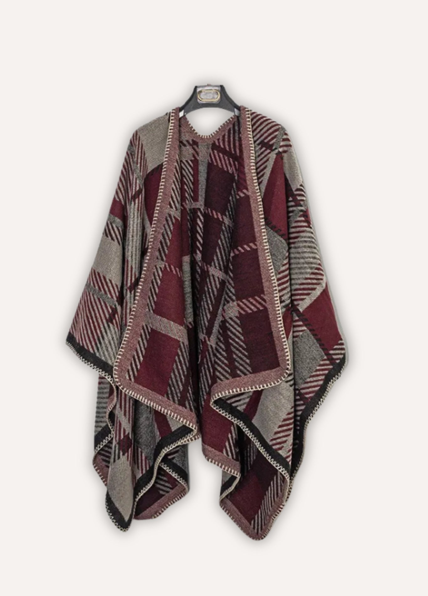 Men’s Cashmere Blend Poncho with Check Pattern