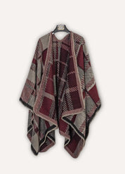 Men’s Cashmere Blend Poncho with Check Pattern