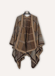 Men’s Cashmere Blend Poncho with Check Pattern