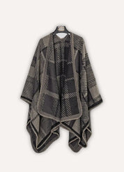 Men’s Cashmere Blend Poncho with Check Pattern