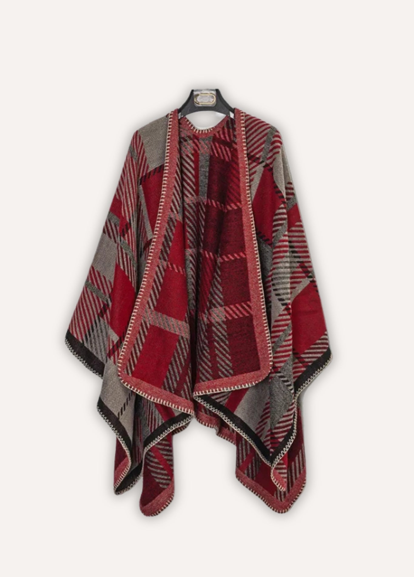 Men’s Cashmere Blend Poncho with Check Pattern