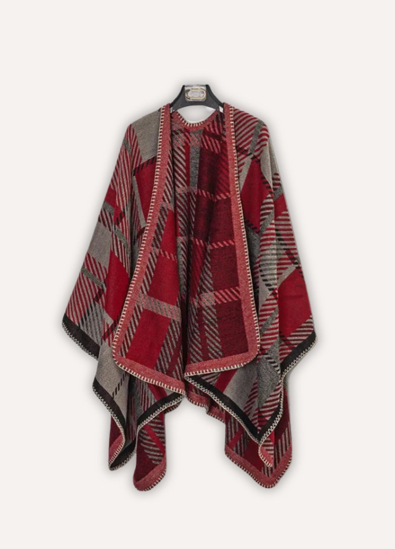 Men’s Cashmere Blend Poncho with Check Pattern