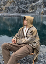 Hooded Cashmere Poncho for Men | Brenlor 