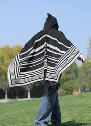Black Hooded Poncho for Men | Noctis