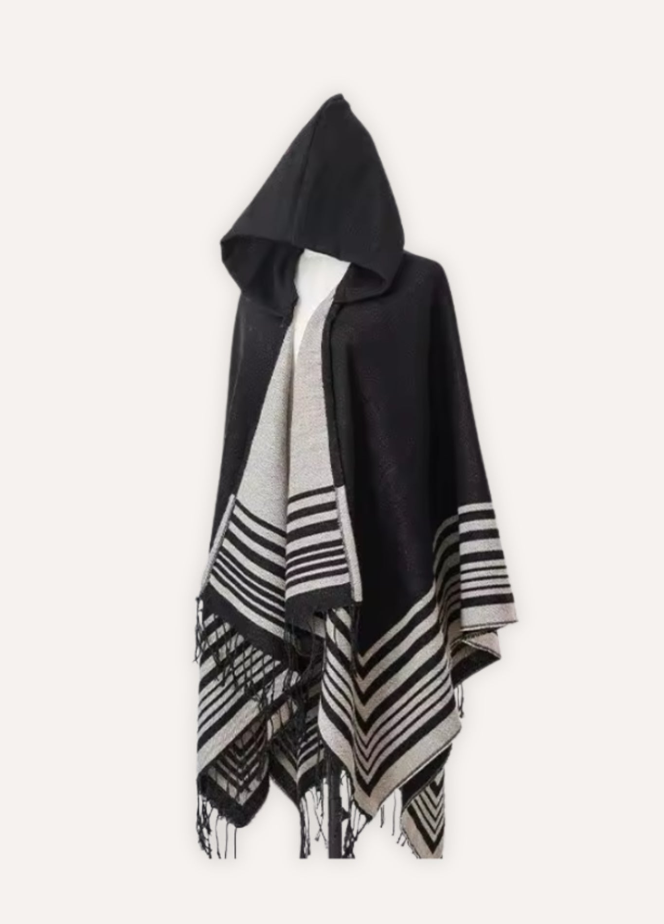 Black Hooded Poncho for Men | Noctis