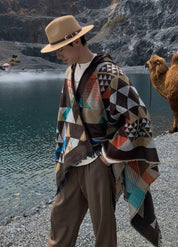 Patterned Hooded Poncho for Men | Sölvik