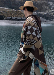 Patterned Hooded Poncho for Men | Sölvik