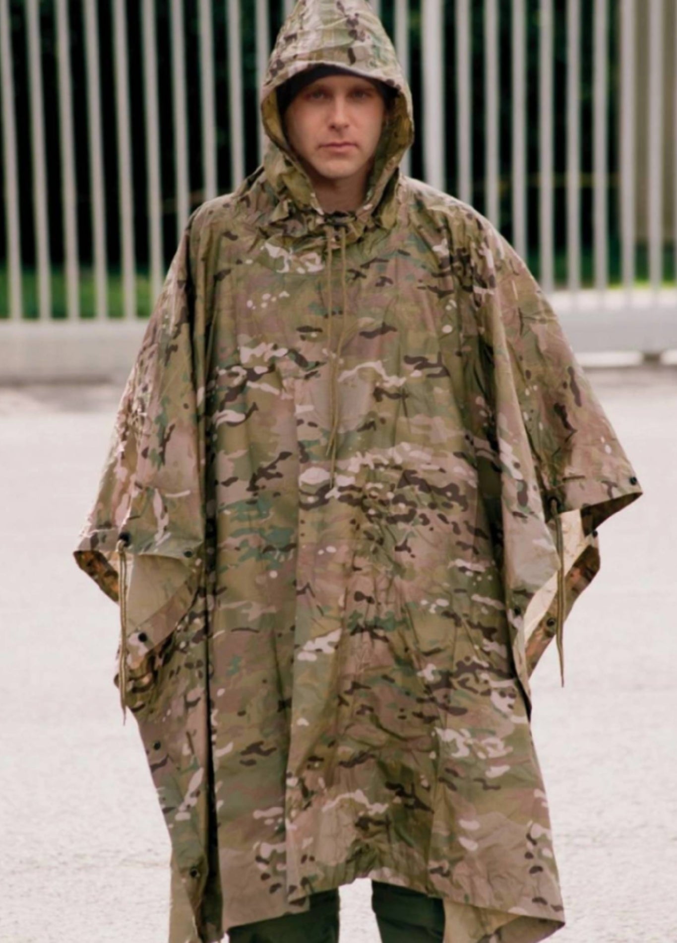 Military Camouflage Rain Poncho with Hood | Multac