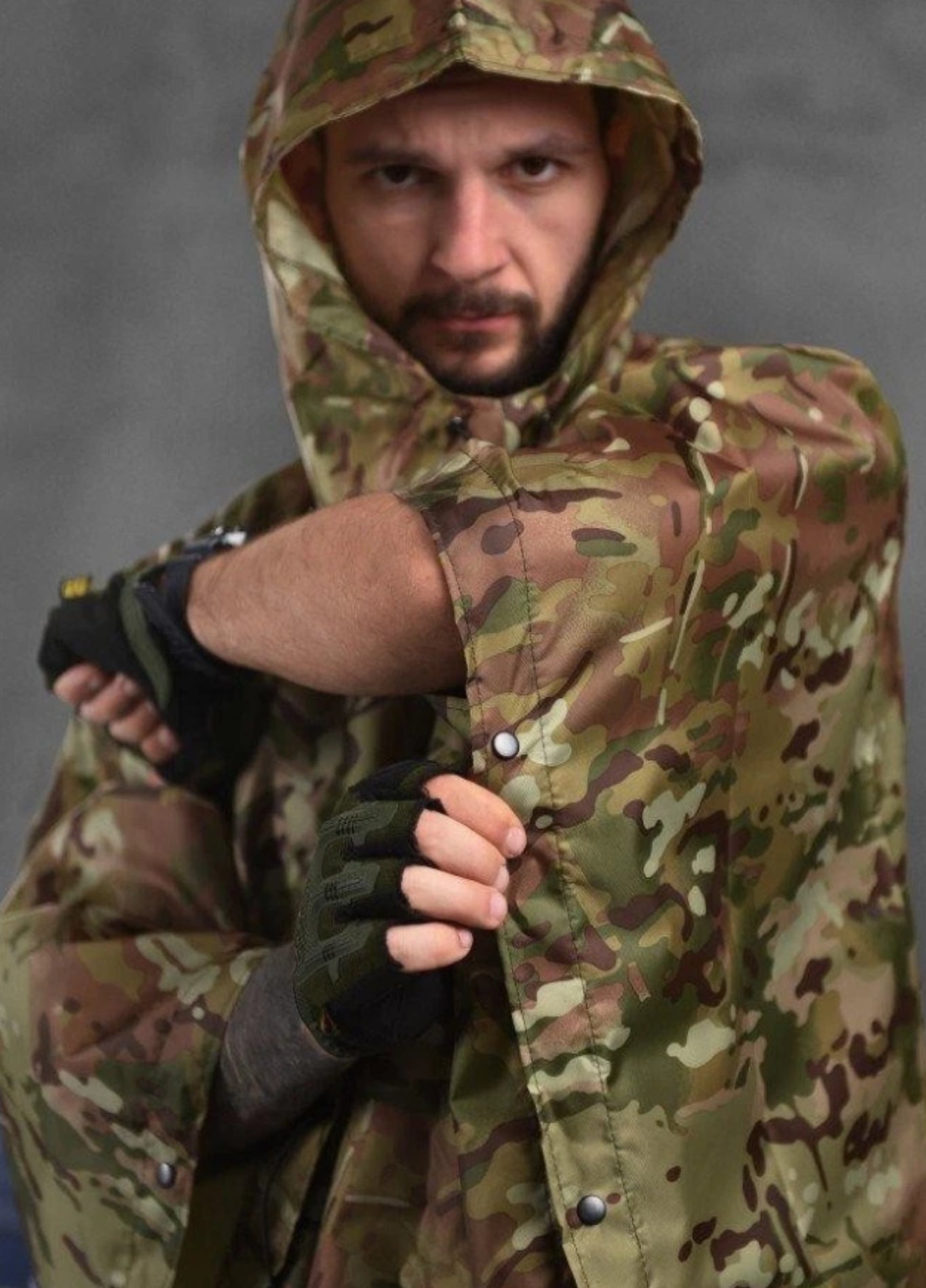 Military Camouflage Rain Poncho with Hood | Multac