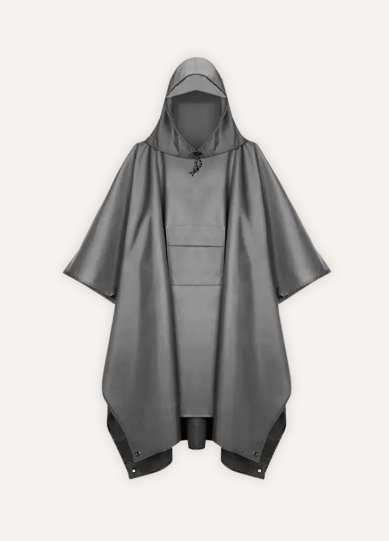 Grey Hooded Packable Rain Poncho | Kaelis