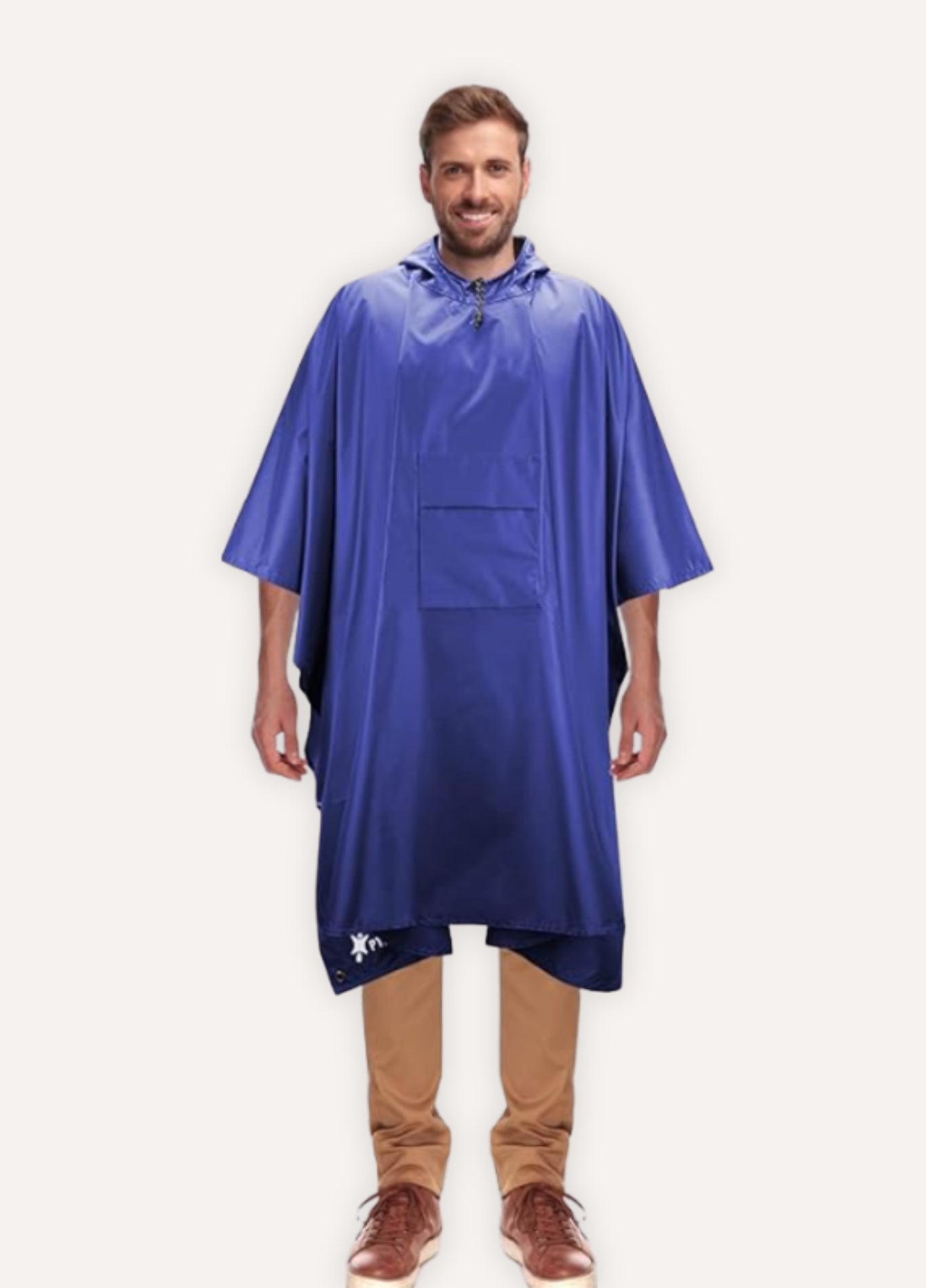 Blue Hooded Packable Rain Poncho | Rainex