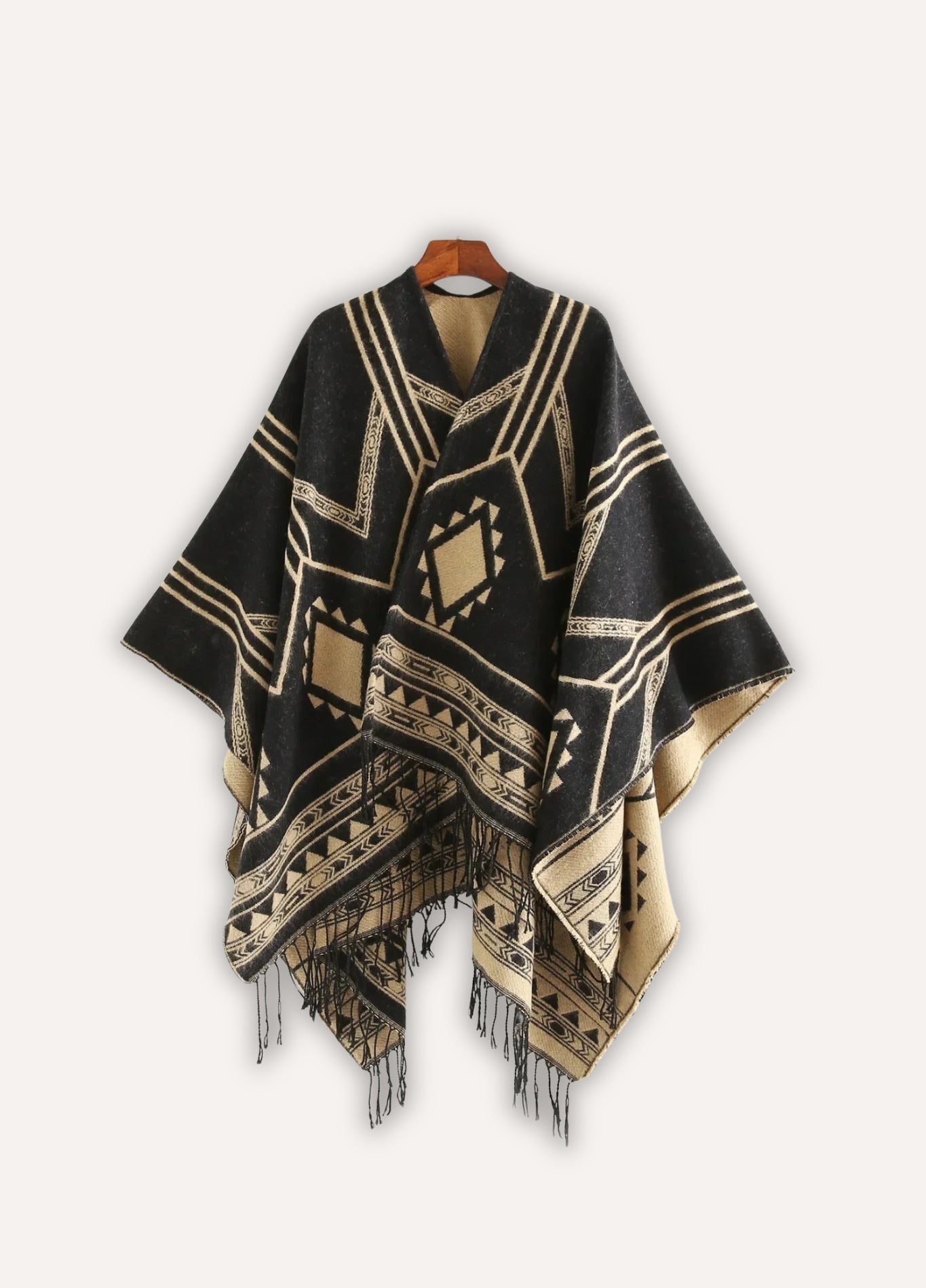 Poncho Cape with Geometric Design | Sorelia 