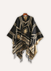 Poncho Cape with Geometric Design | Sorelia 