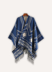 Poncho Cape with Geometric Design | Sorelia 