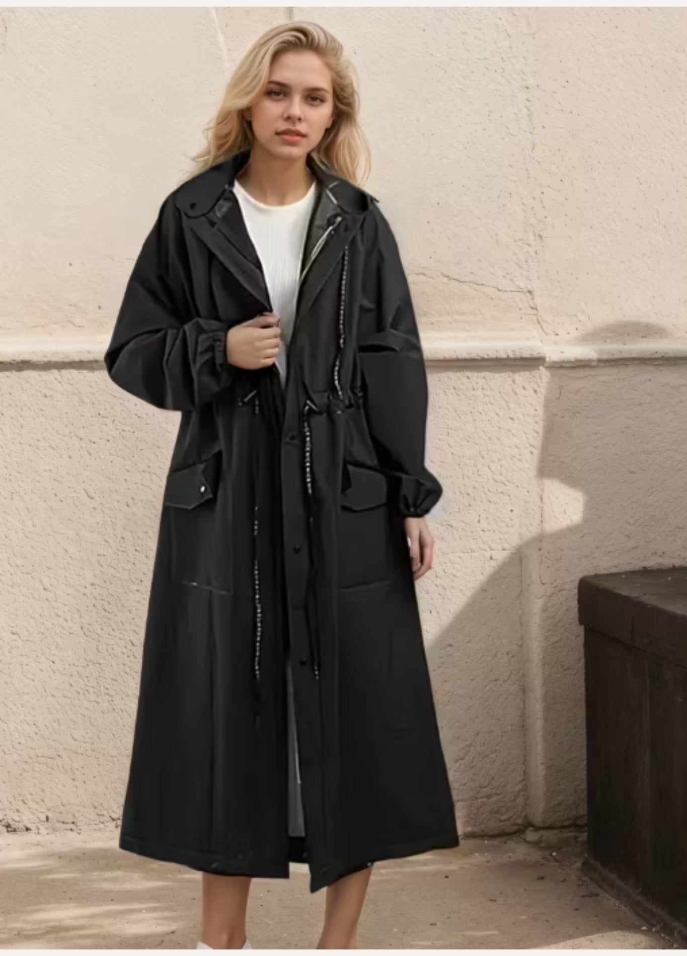 Long EVA rain poncho with hood | Claria