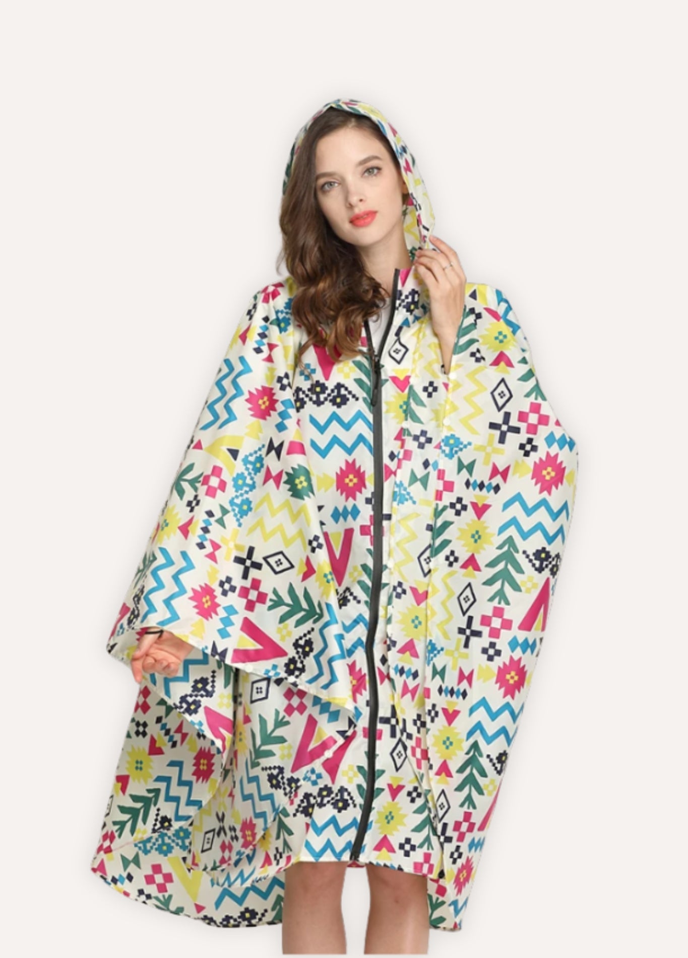 Printed Hooded Rain Poncho | Mistéa