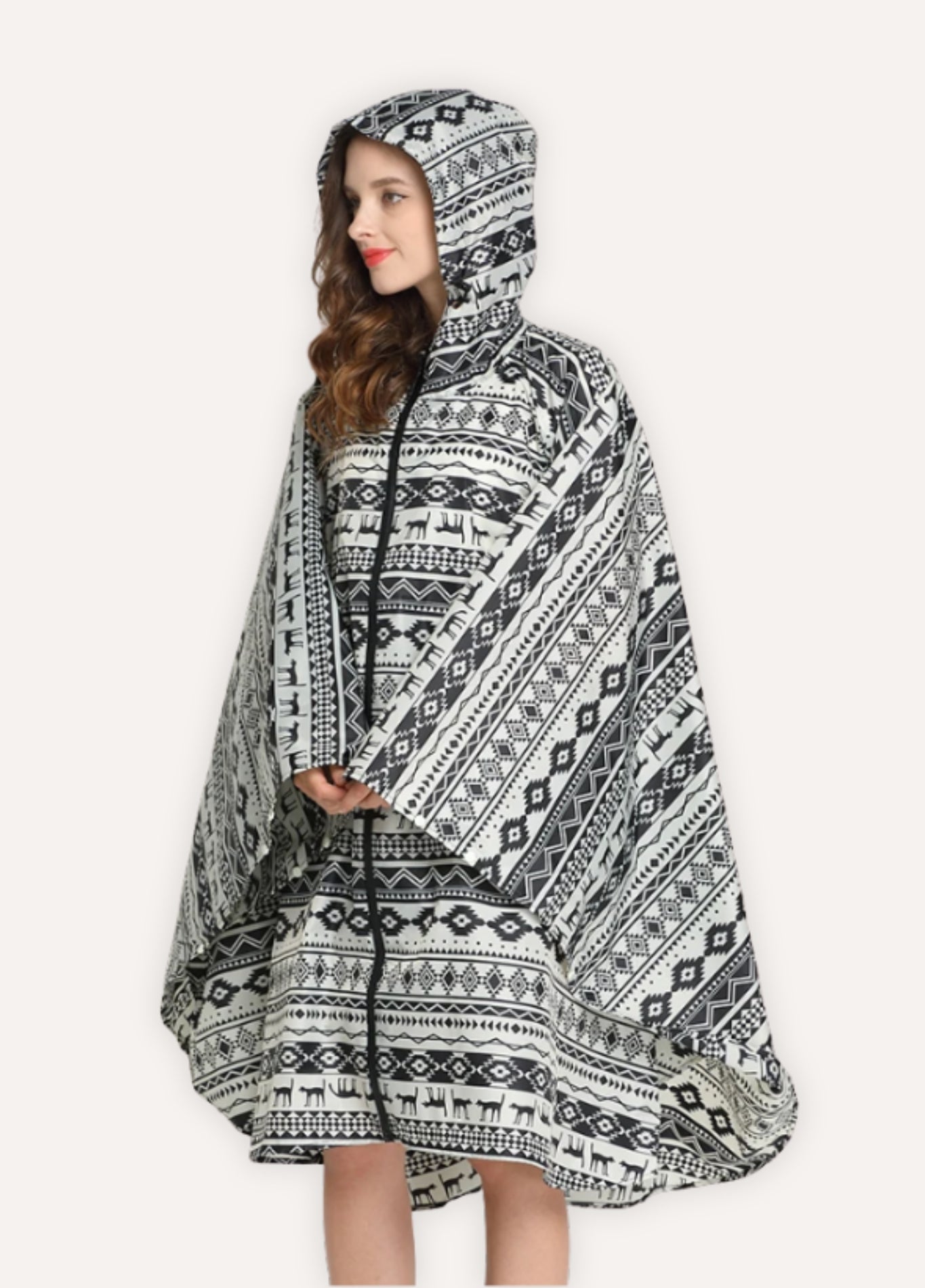 Printed Hooded Rain Poncho | Mistéa