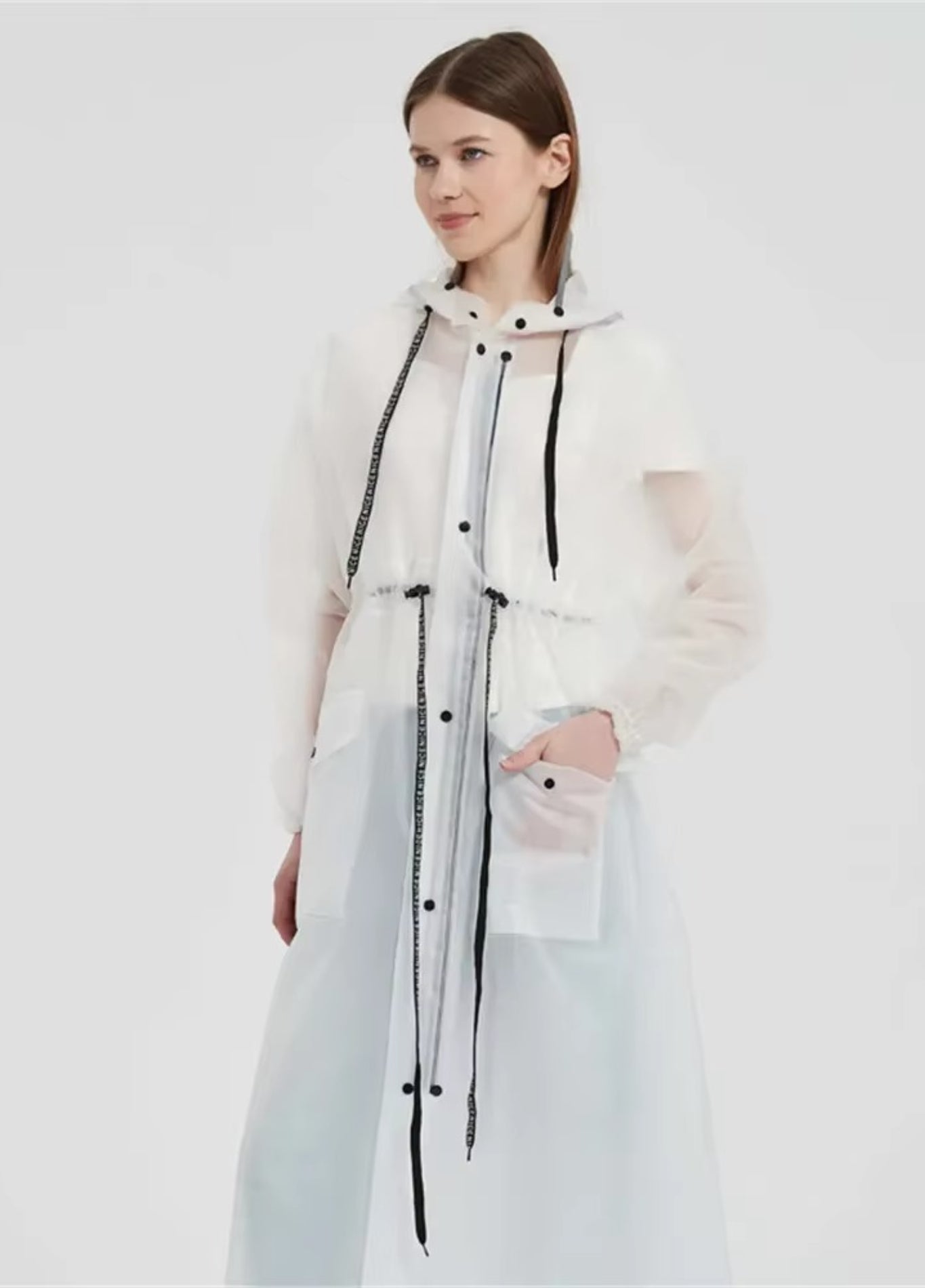ENFÖLD / Rain Poncho Coat ホワイト Rain Poncho Women | Waterproof Jacket with Hood and Pockets – Ponchori