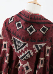Red Tribal Hooded Poncho for Men & Women | Éliora