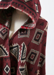 Red Tribal Hooded Poncho for Men & Women | Éliora