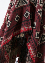 Red Tribal Hooded Poncho for Men & Women | Éliora