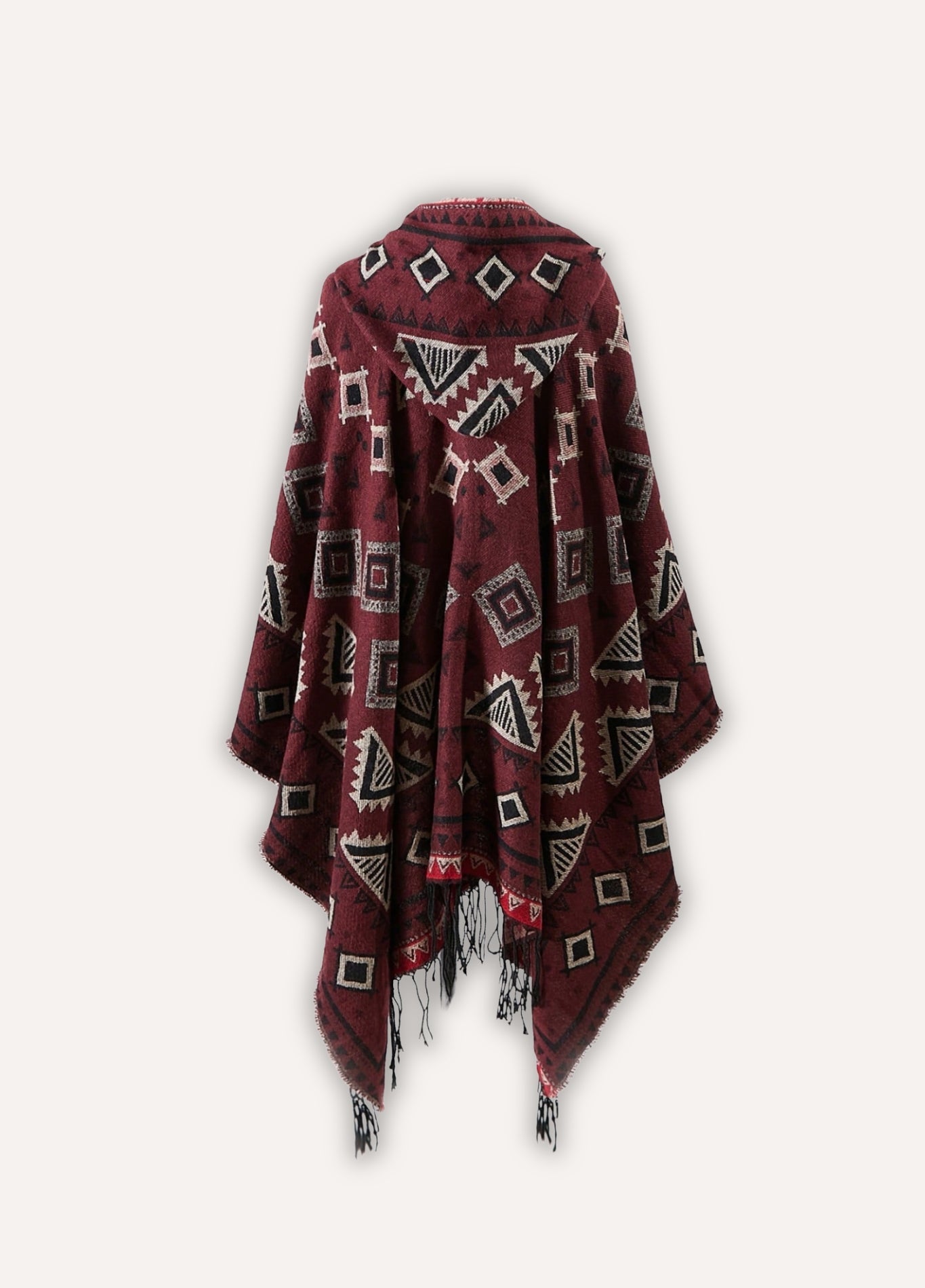 Red Tribal Hooded Poncho for Men & Women | Éliora