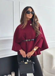 Belted cape poncho women | Élancia