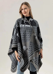 Black Knit Poncho for Women | Equestra