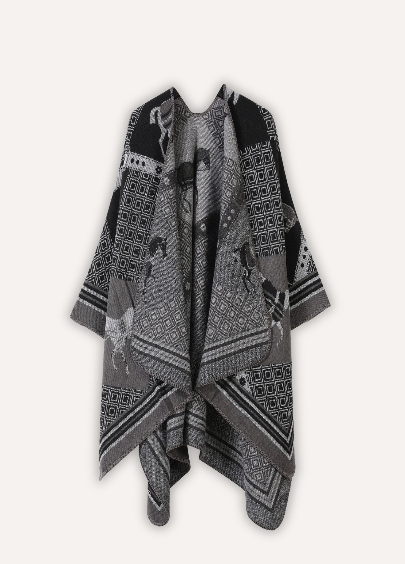 Black Knit Poncho for Women | Equestra