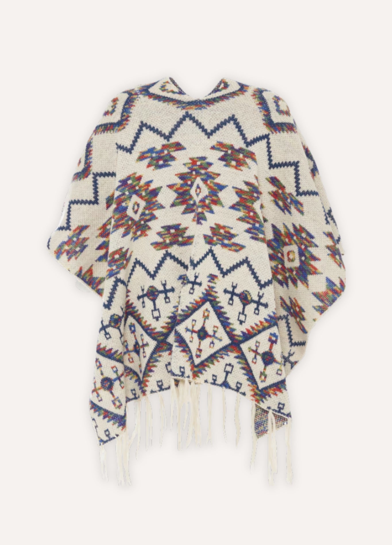 Knit Poncho with Tribal Pattern | Isalda