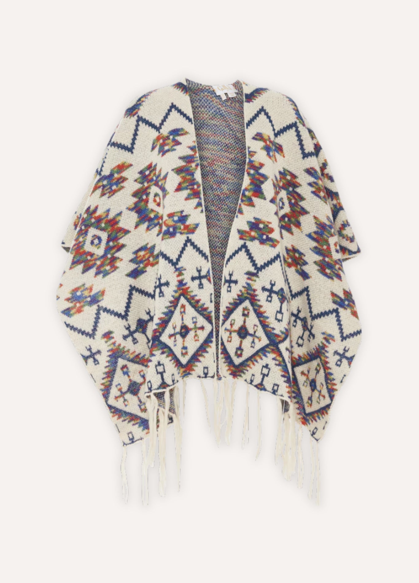Knit Poncho with Tribal Pattern | Isalda