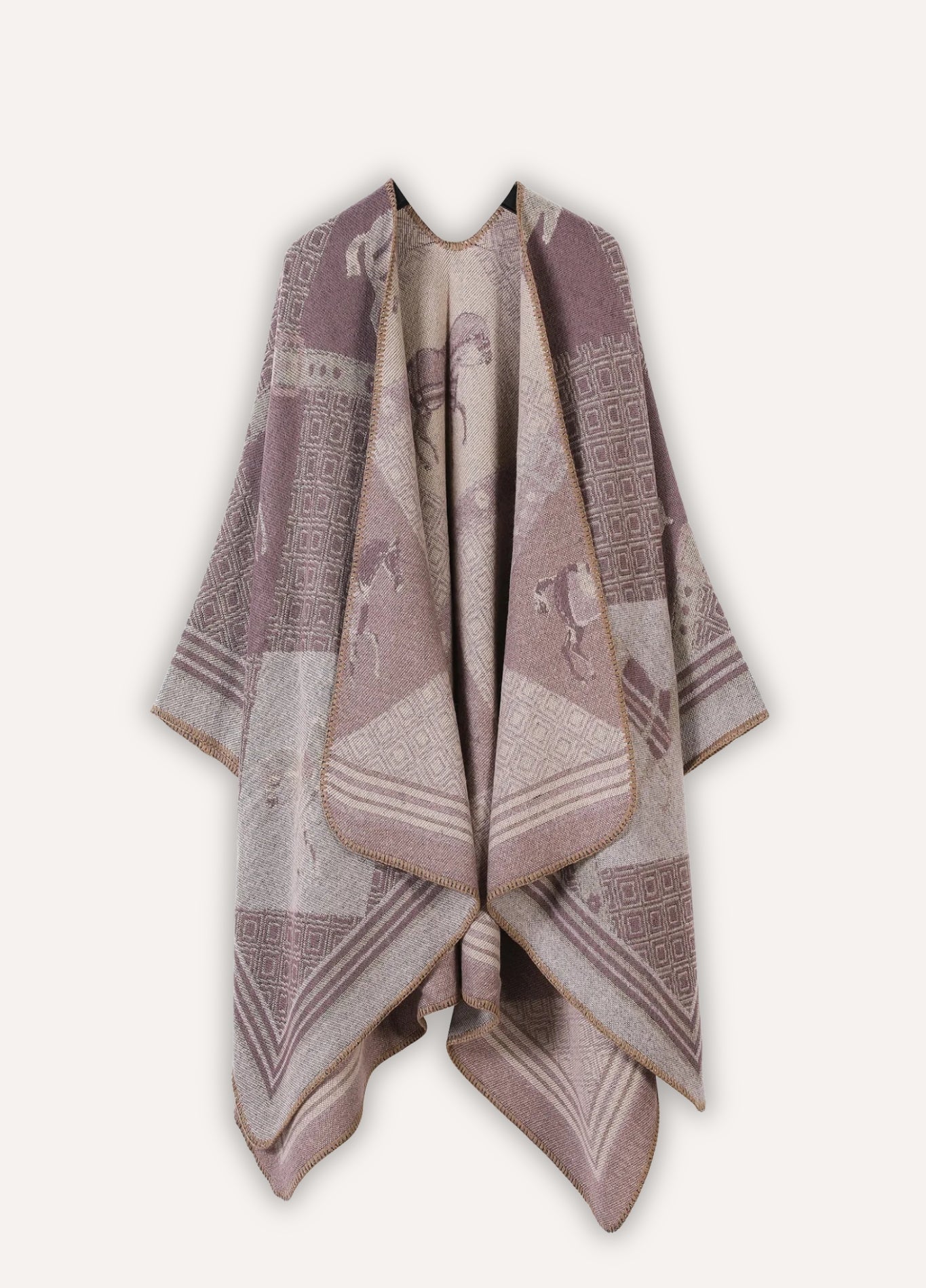 Light Taupe Women’s Knitted Poncho | Mareva