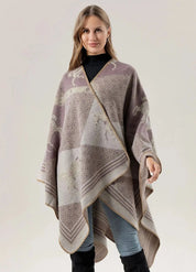 Light Taupe Women’s Knitted Poncho | Mareva