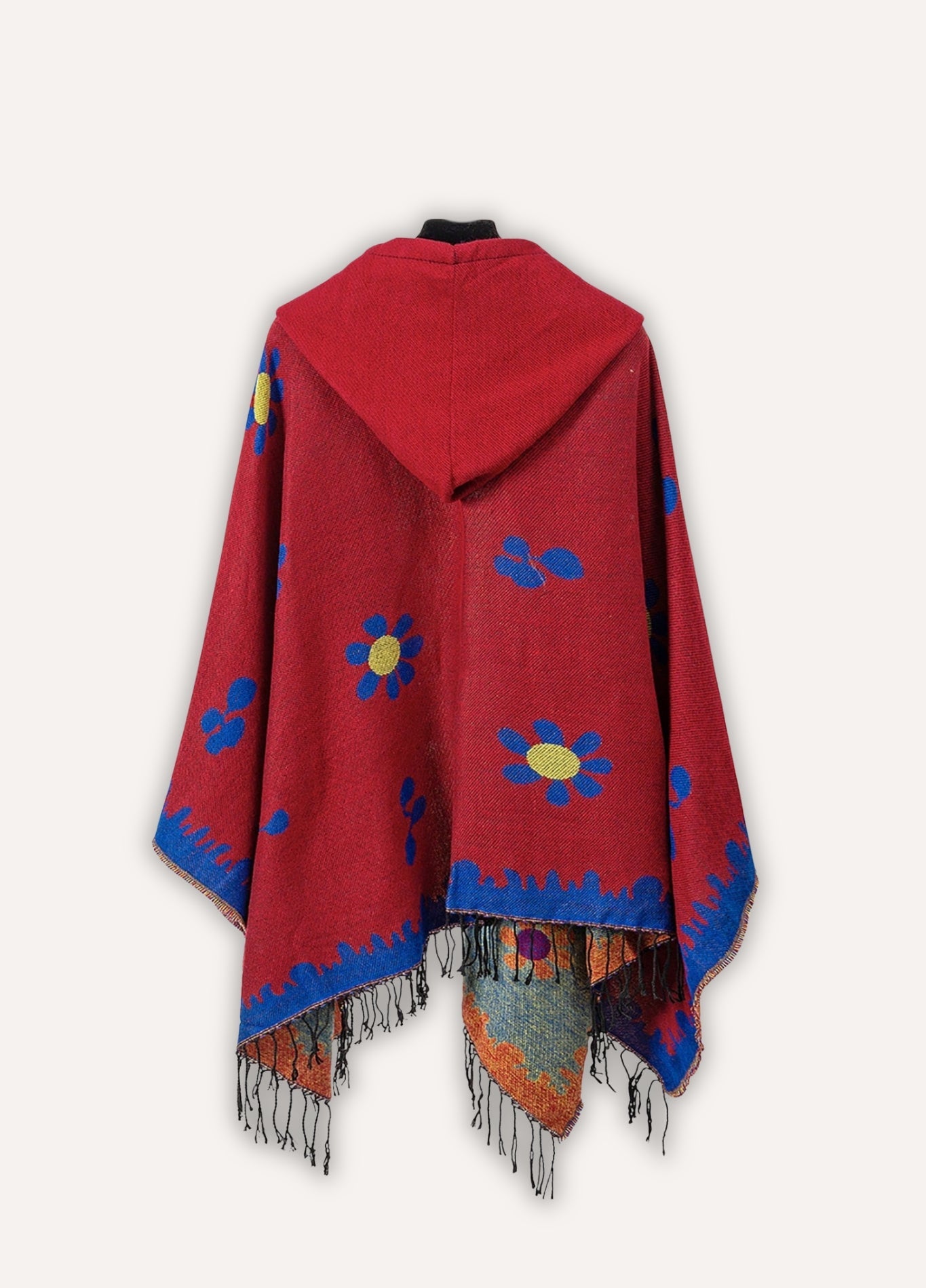 Bohemian Poncho with Floral Woven Detailing | Auren