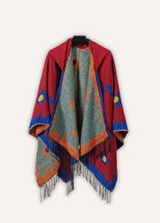 Bohemian Poncho with Floral Woven Detailing | Auren