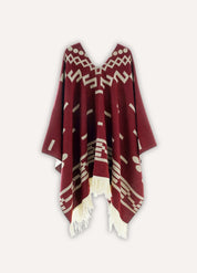 Ladies poncho with geometric jacquard | Aya