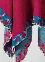 Women's Poncho with Colourful Border Trim | Azaléea