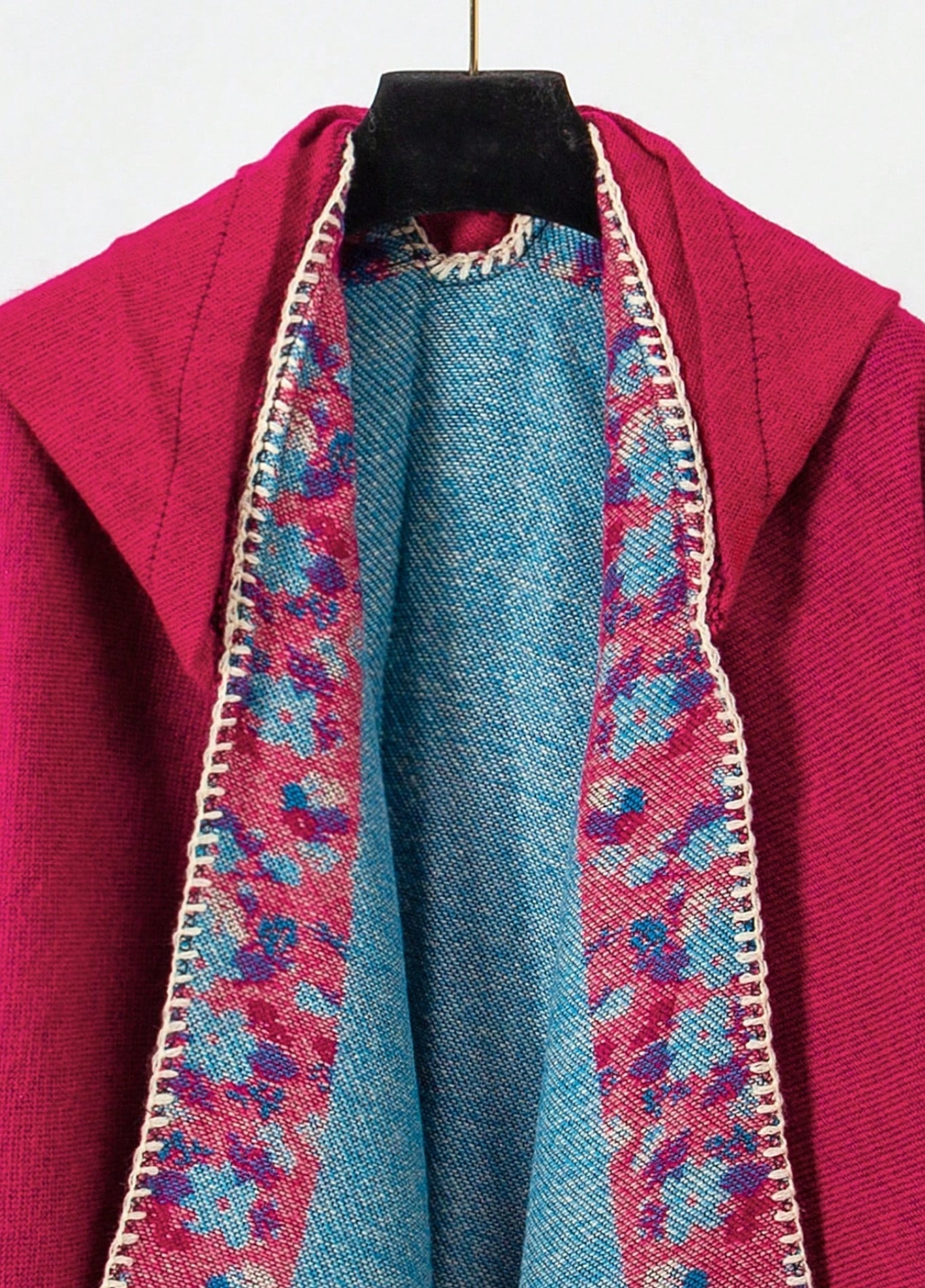 Women's Poncho with Colourful Border Trim | Azaléea