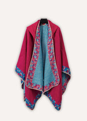 Women's Poncho with Colourful Border Trim | Azaléea