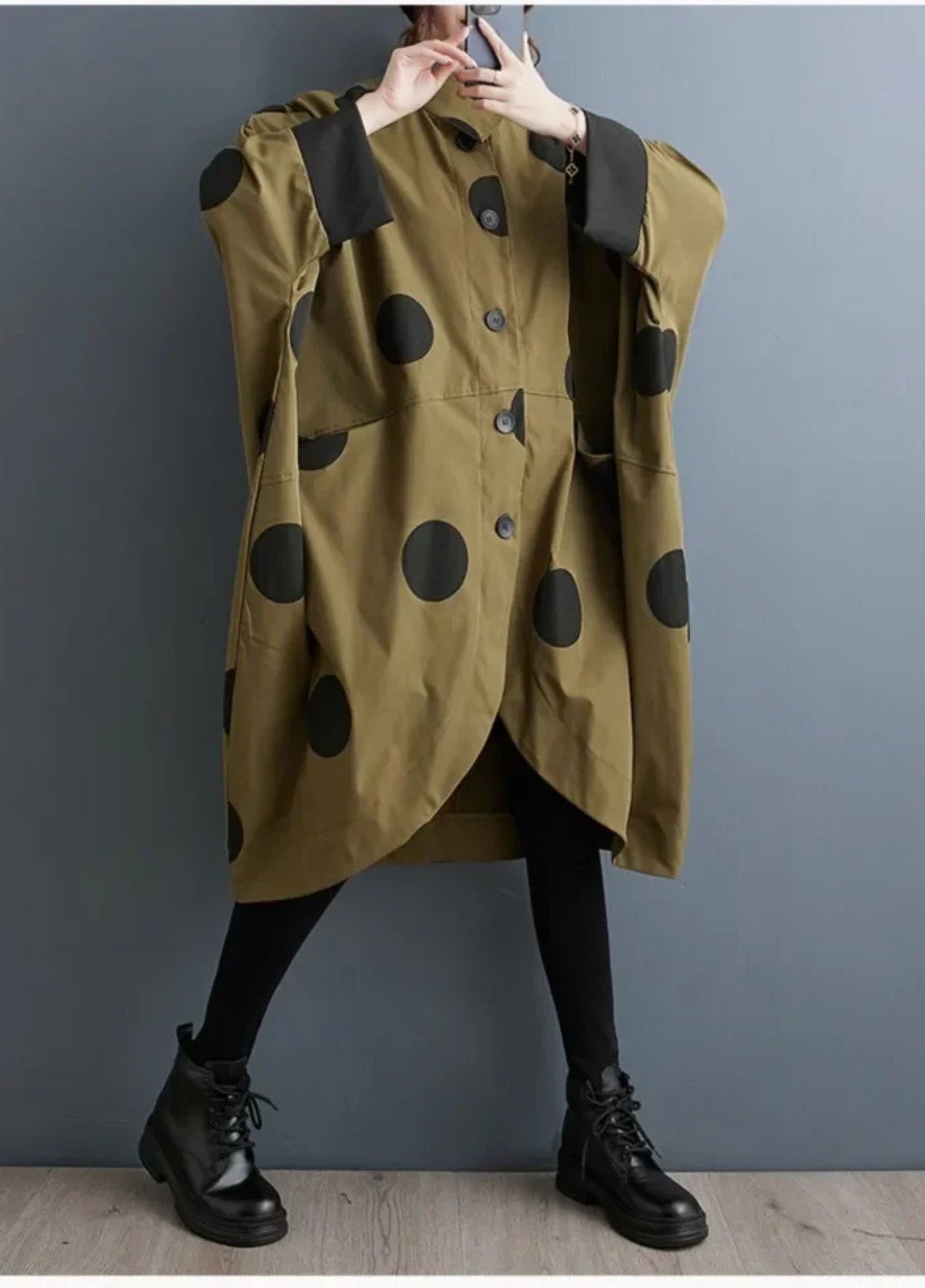 Women's Oversized Polka Dot Poncho Coat | Dotéllia