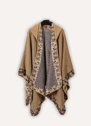 Camel Hooded Bohemian Poncho | Cashmere-Feel Wrap