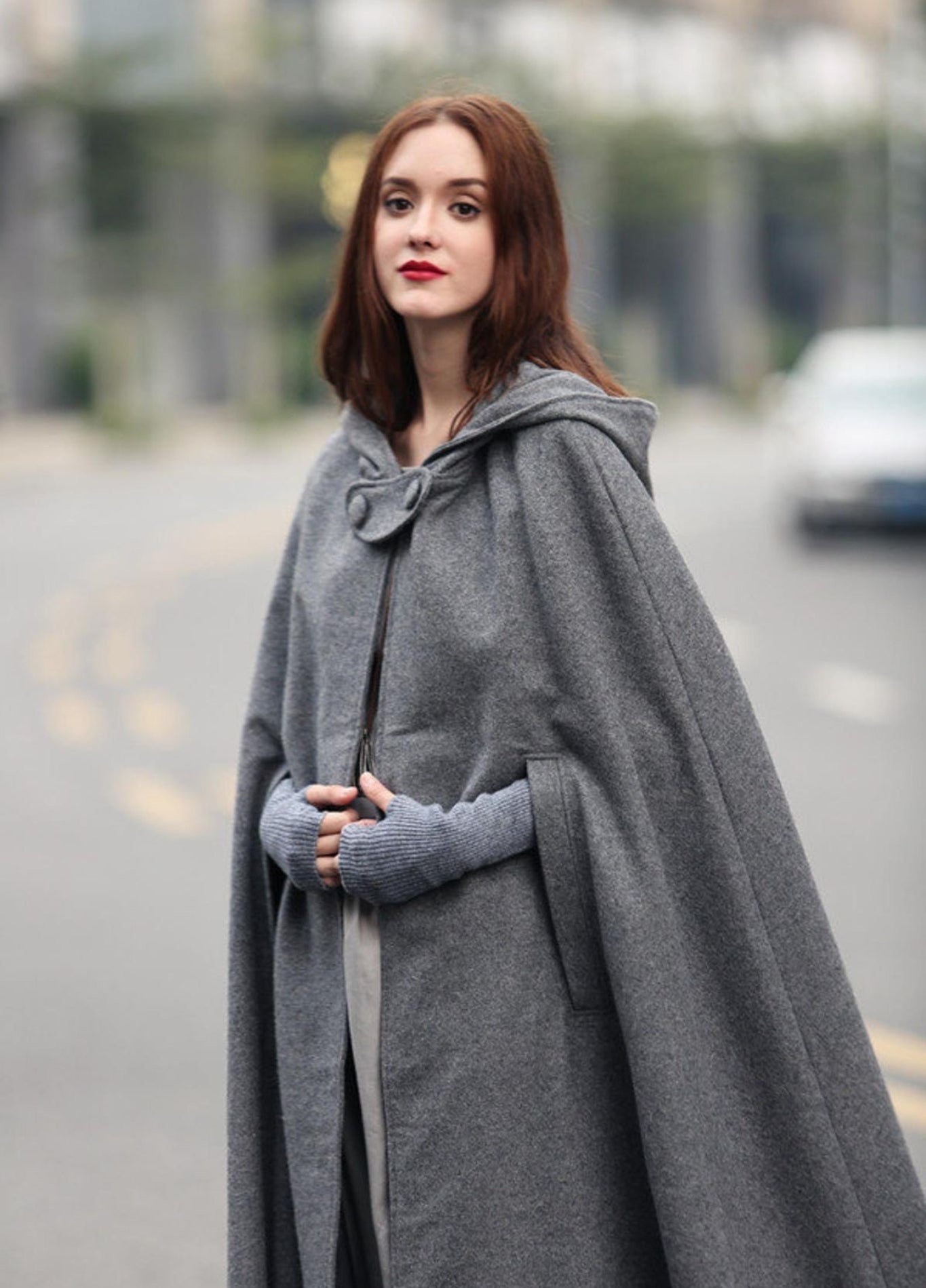 Winter Poncho with Hood for Women | Seren