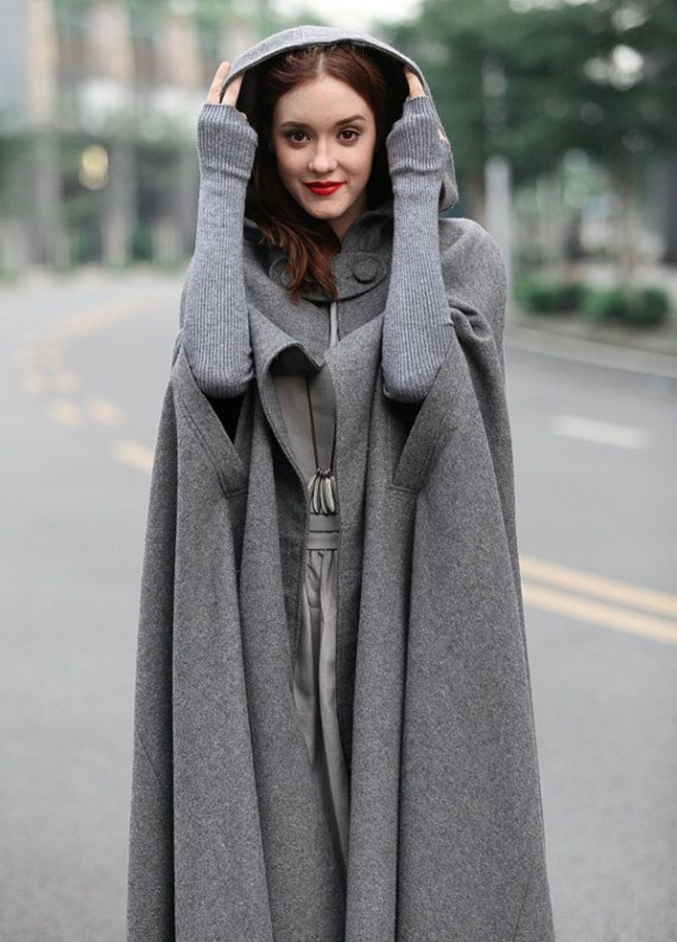 Winter Poncho with Hood for Women | Seren