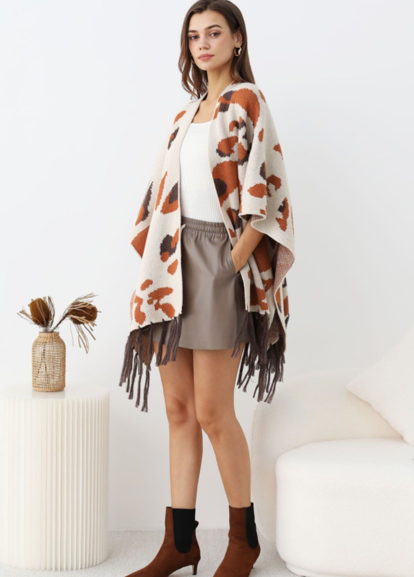Women's animal print poncho | Wyldéa